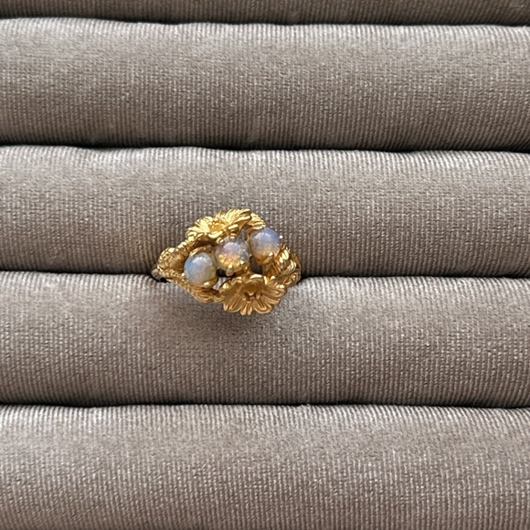 Avon Jewelry - Avon Gold Floral Opal Cluster Ring - Women Jewelry